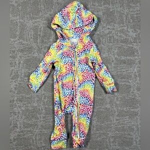 Lisa Frank Rainbow Leopard Hooded Jumpsuit Posh Peanut 3-6 Month